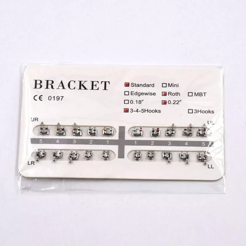 Dental Dental Orthodontic Roth/MBT/Edgewise 018”/022 3/345/No Hook Brackets