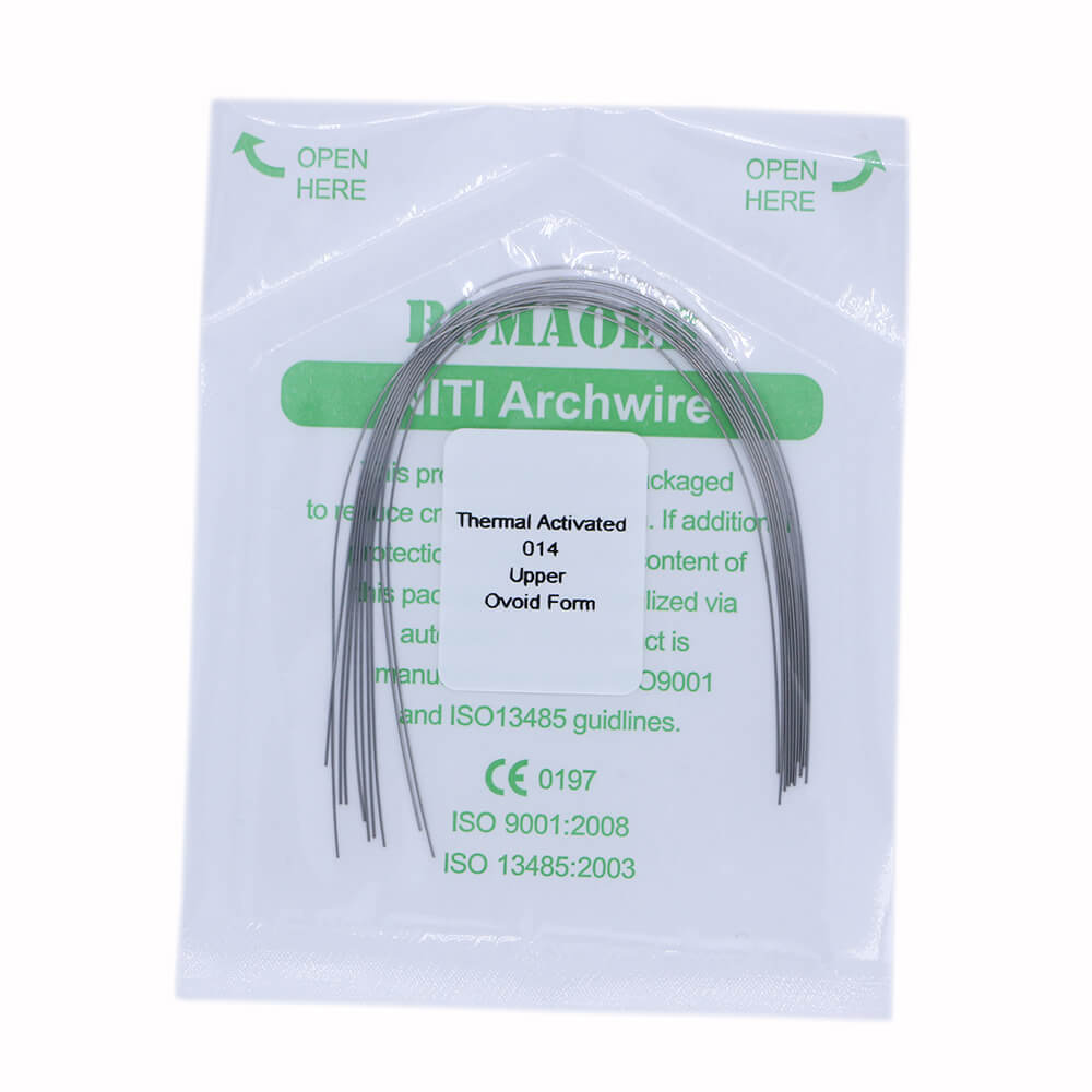 5-200×014 Upper Dental Thermal Activated Niti Round Ortho Arch Wires Ovoid Form