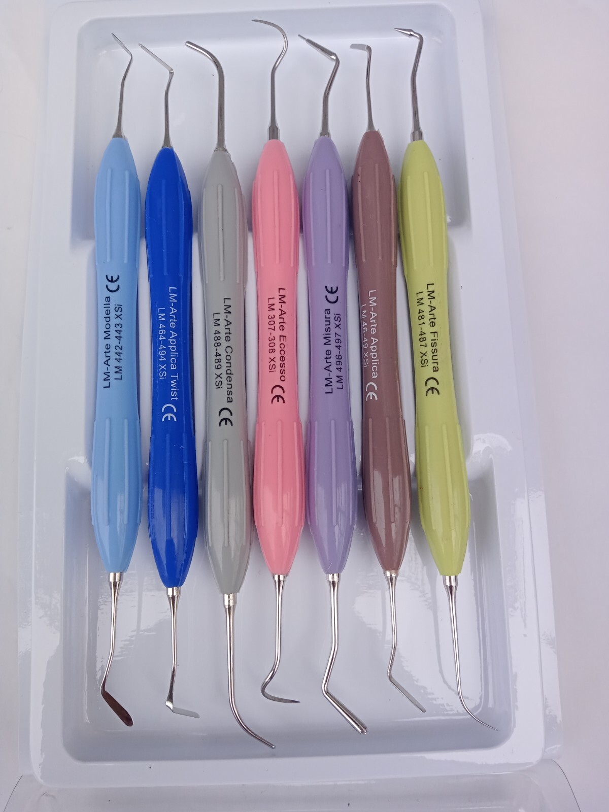 Dental Composite Filling Instruments LM Set Silicone Handle Colorful 7 Pcs