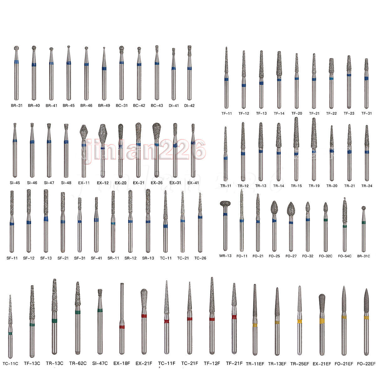 100pcs Dental Diamond Burs for High Speed Handpiece Friction Grip Burs 1.6mm USA
