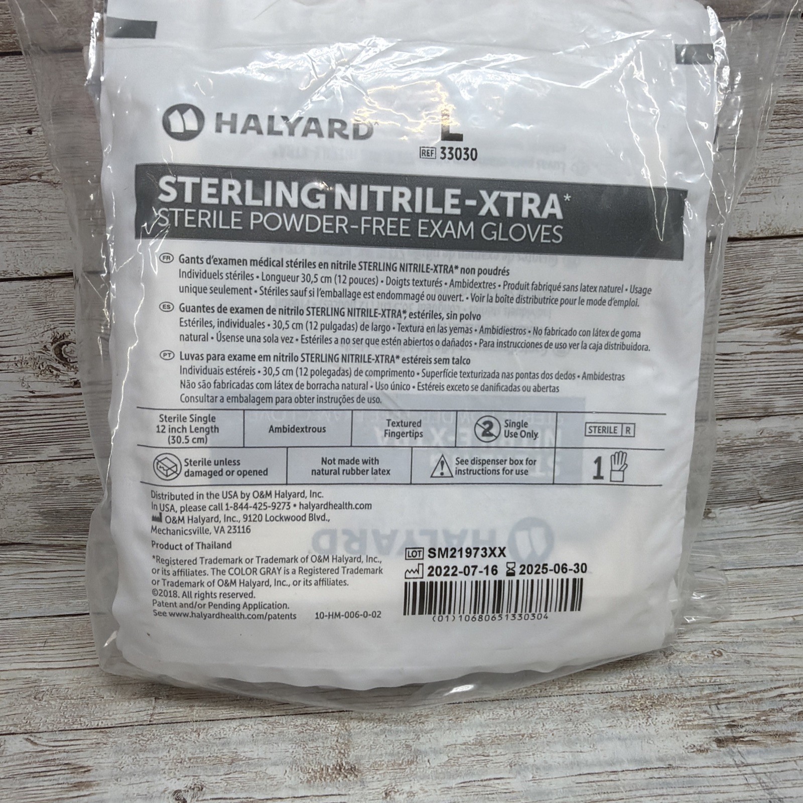 Halyard Sterling Nitrile-Xtra Exam Glove STERILE *12 SINGLE*Size: LG *See Date*