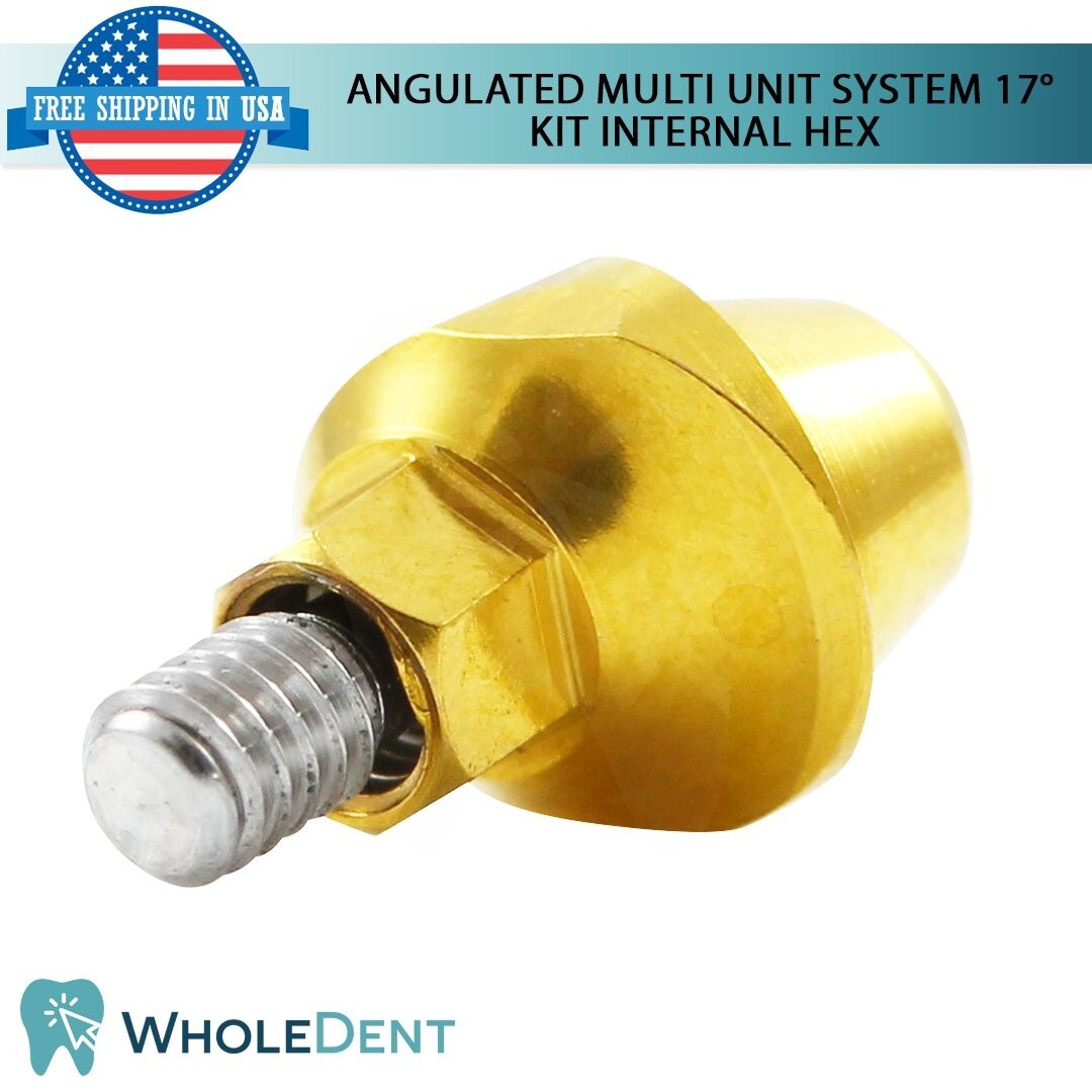 5x Dental Angulated 17° Prosthetic Multi Unit System 1.6mm Int Hex 2.42mm