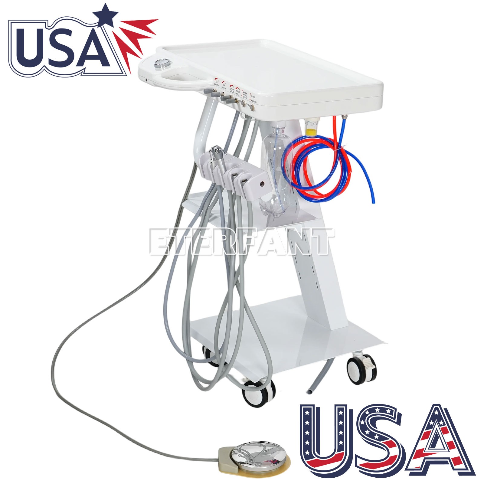 Dental Mobile Unit w/Air Compressor Curing Light Scaler/Delivery Unit w/Socket