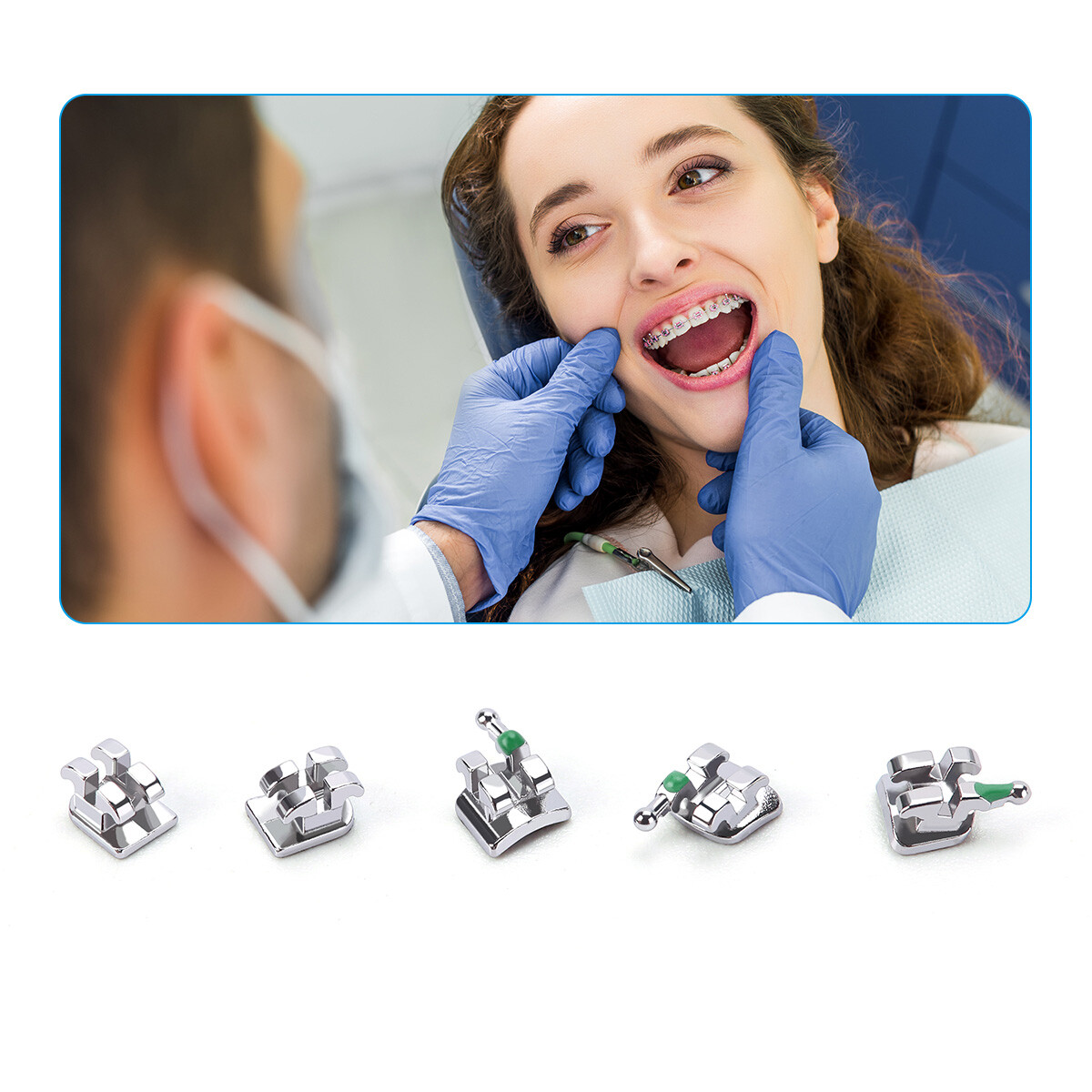 Dental Orthodontic MIM Monoblock Brackets Braces Mini Roth/MBT 022/018 Hooks 345