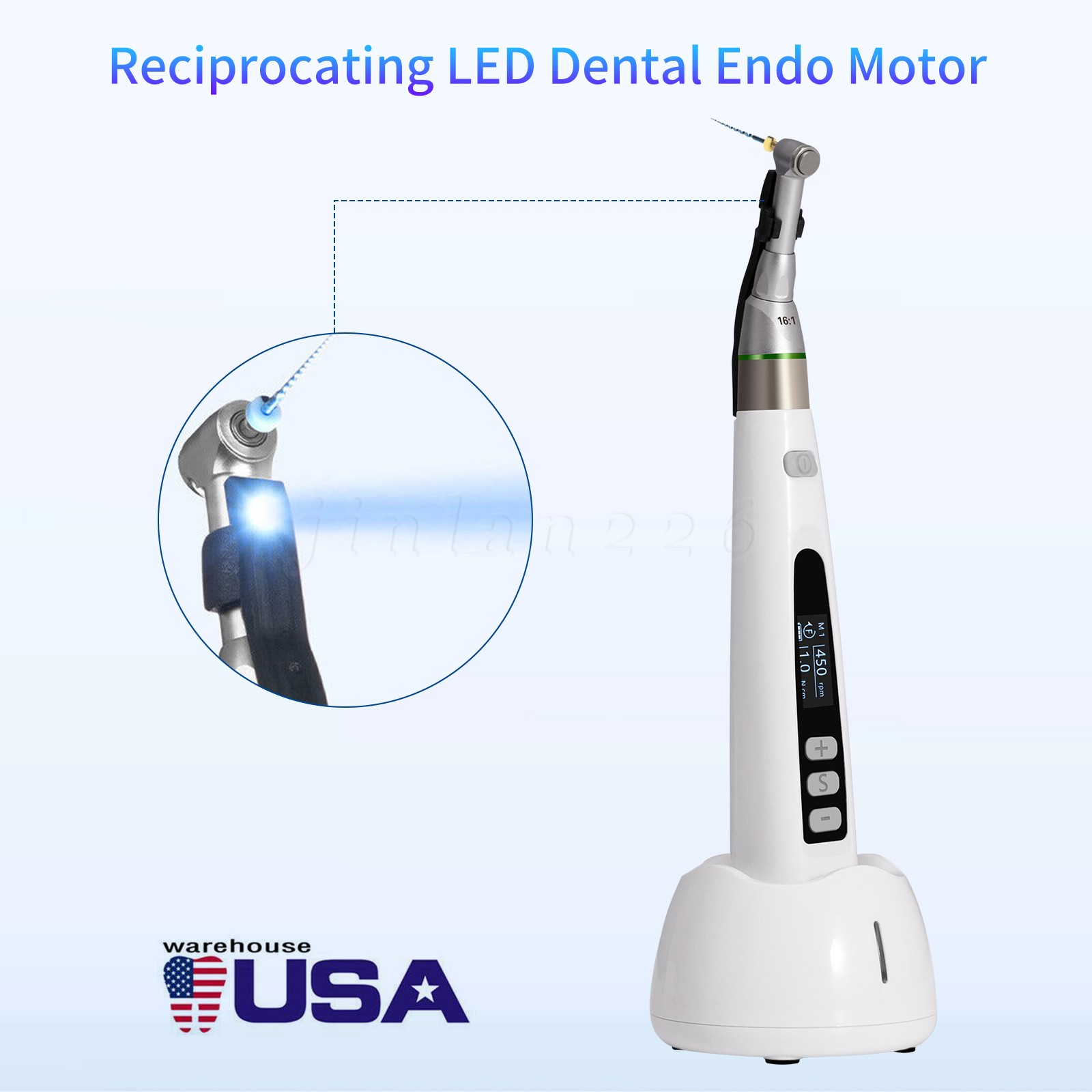 Cordless Endo Motor Handpiece w/ LCD Display, Auto Reverse & Portable