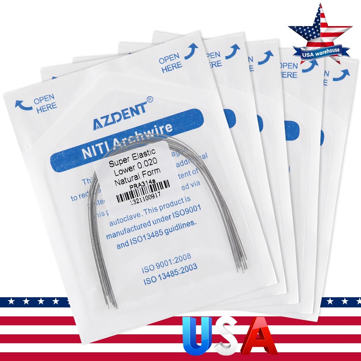 10pcs AZDENT Dental Ortho Arch Wire Super Elastic NiTi Ovoid Round Rectangular
