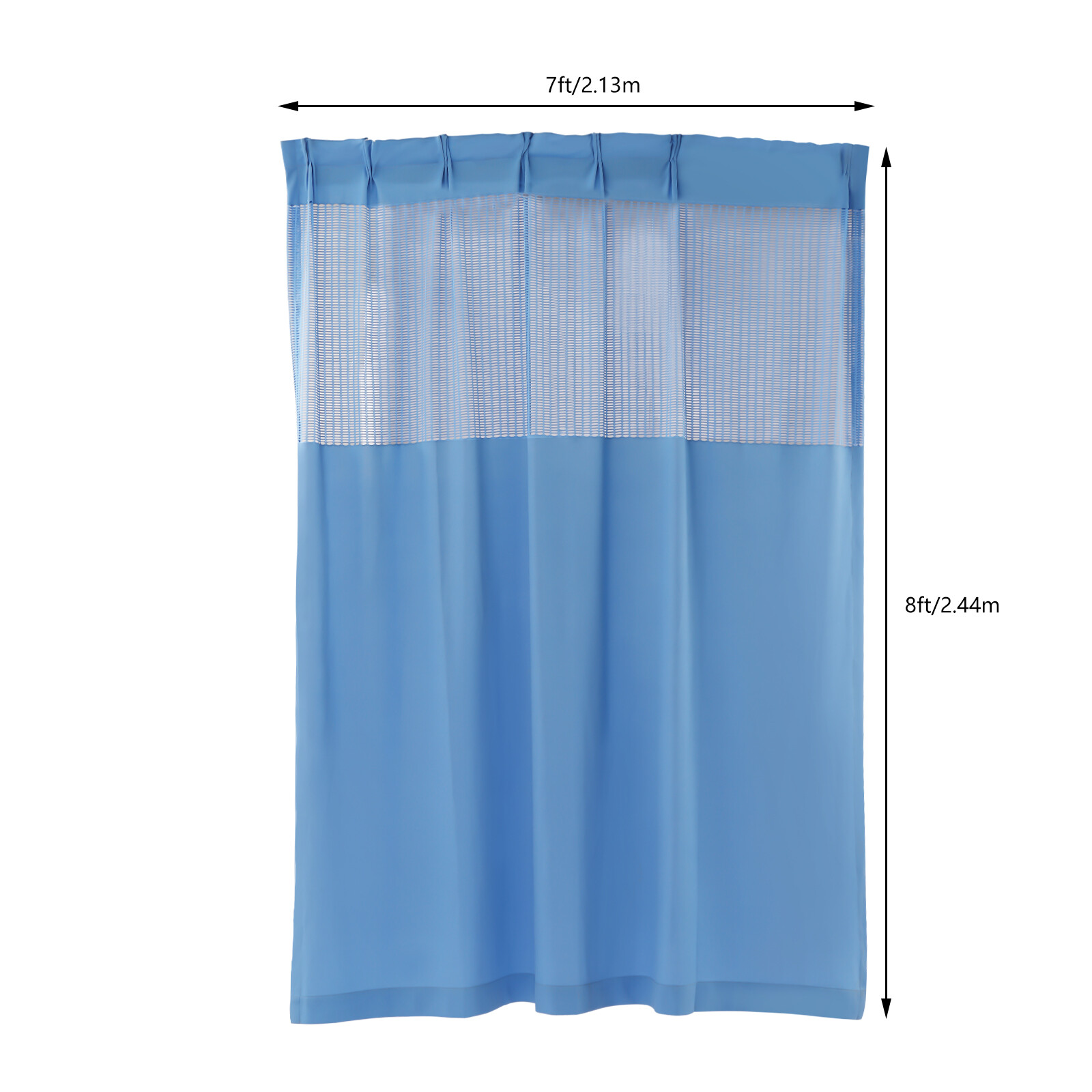 Patient Privacy Curtain 7x7ft Blue Polyester Zig Zag Curtain W/ Flat Hooks