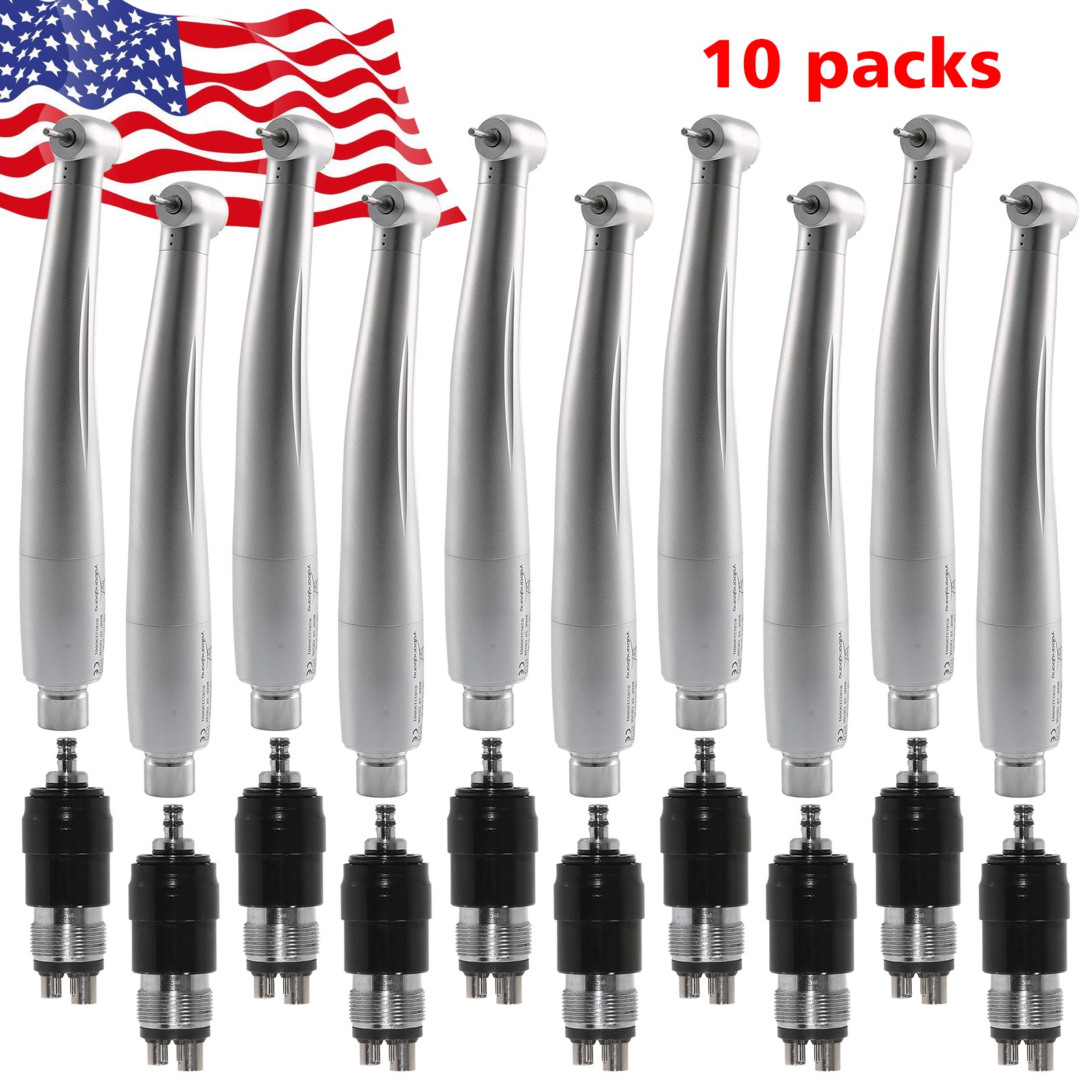 10Pcs NSK Style Dental High Speed Turbine Handpiece w/ 4Hole Quick Coupler YBNKM