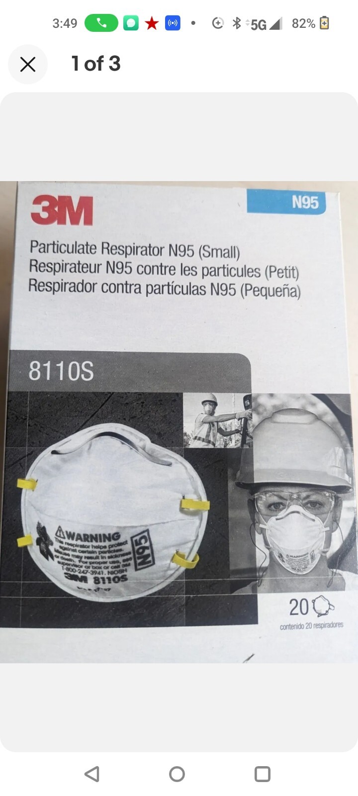 3M 8110S, Small Dust Masks, N95 Particulate Respirators, Pack of 20 EXP 05/2025