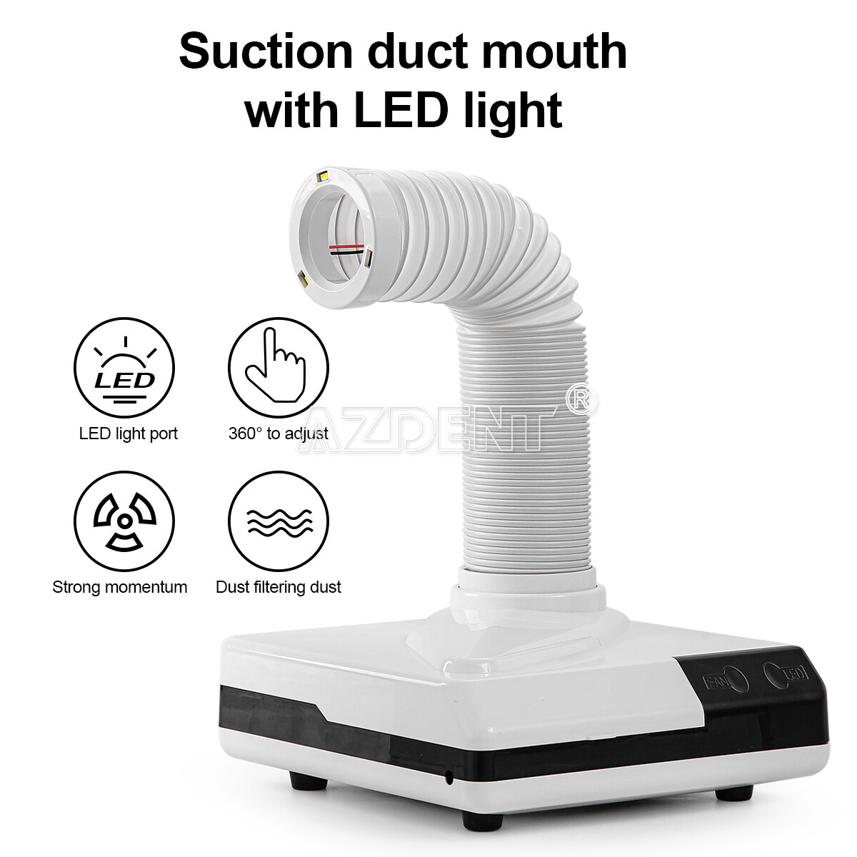 LED Portable Nail Dental Lab Desktop Dust Collector Machine Vacuum Cleaner 65W