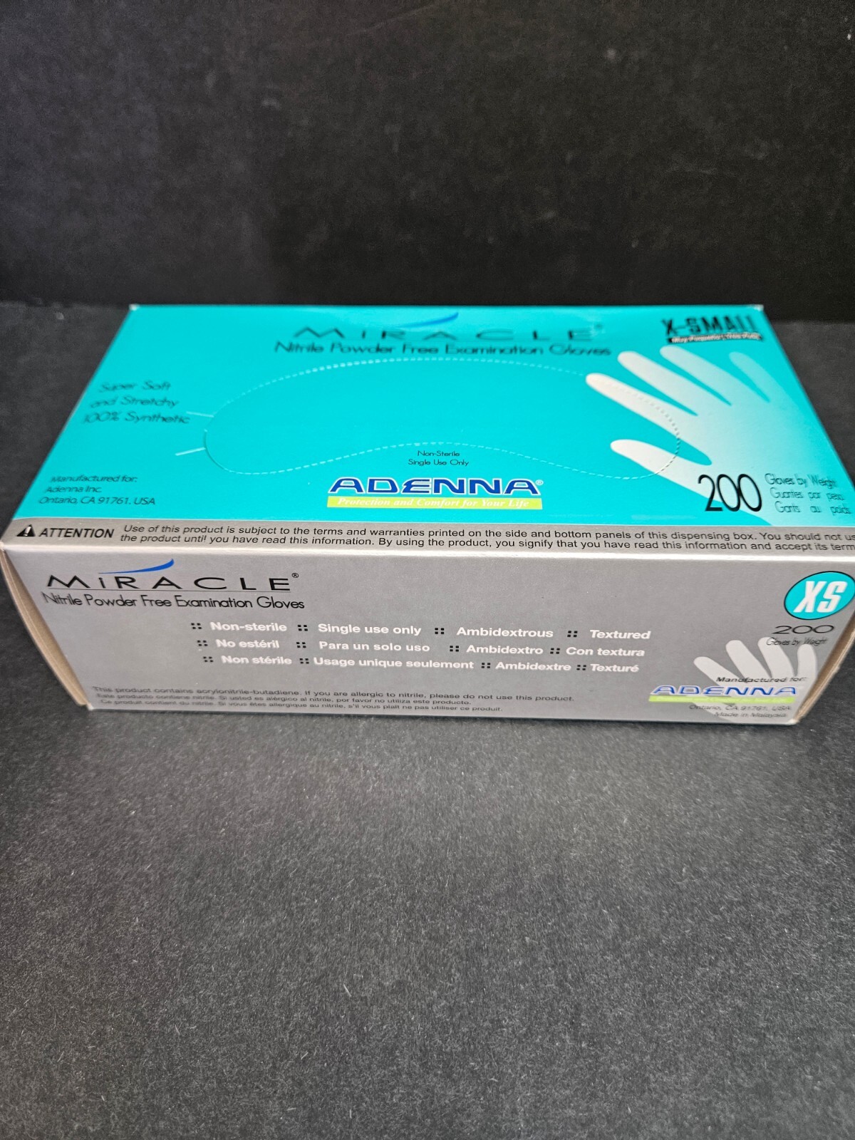 Adenna Miracle Nitrile Exam Gloves XS Powder Free 1200 Gloves