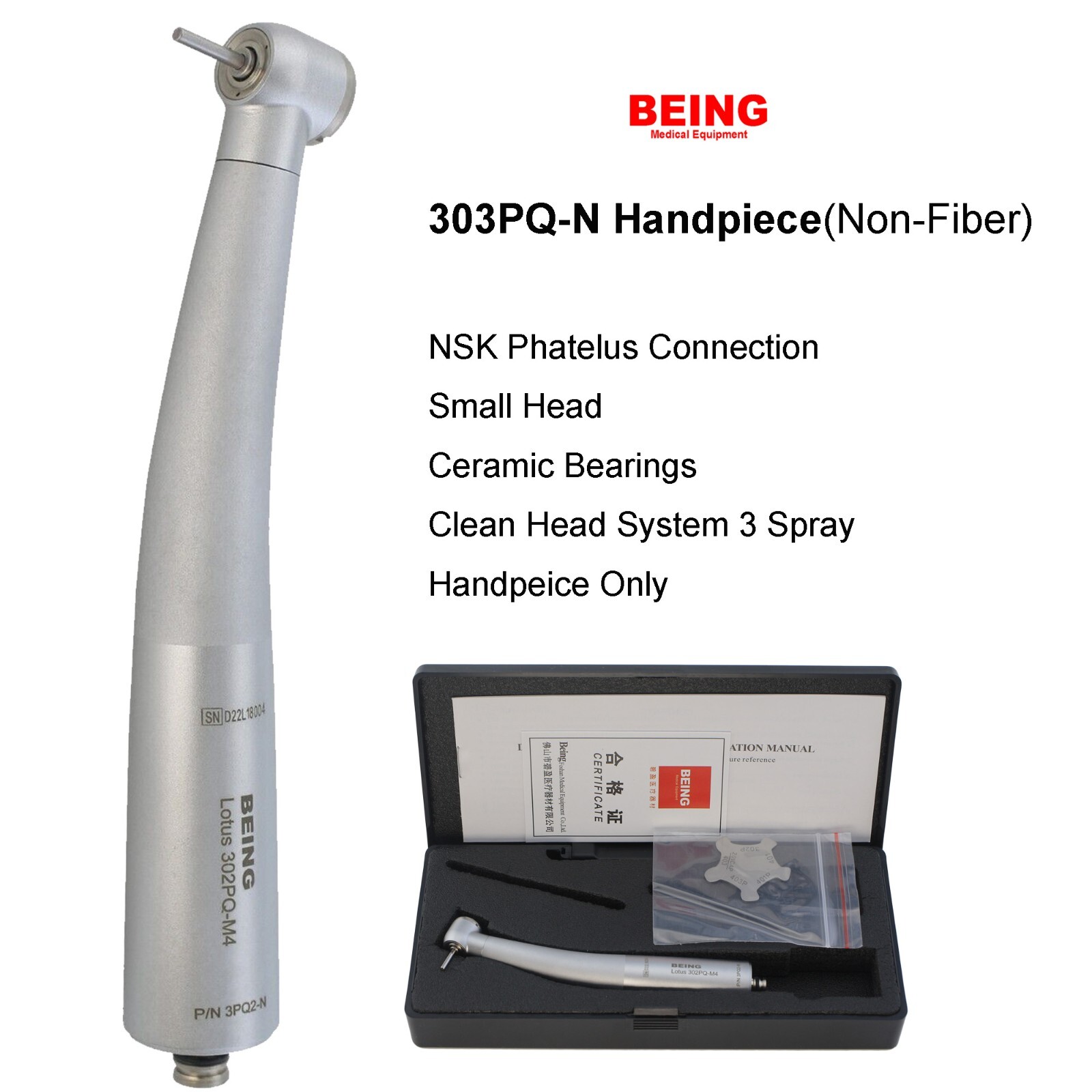 BEING Dental High Speed Handpiece Fiber Optic Small Mini Head NSK Coupler 4 6H