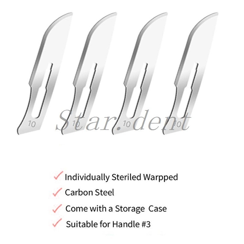 100pcs/box Dental Surgical Blade Sterile Carbon Steel Scalpel #10/11/15/22/24/60