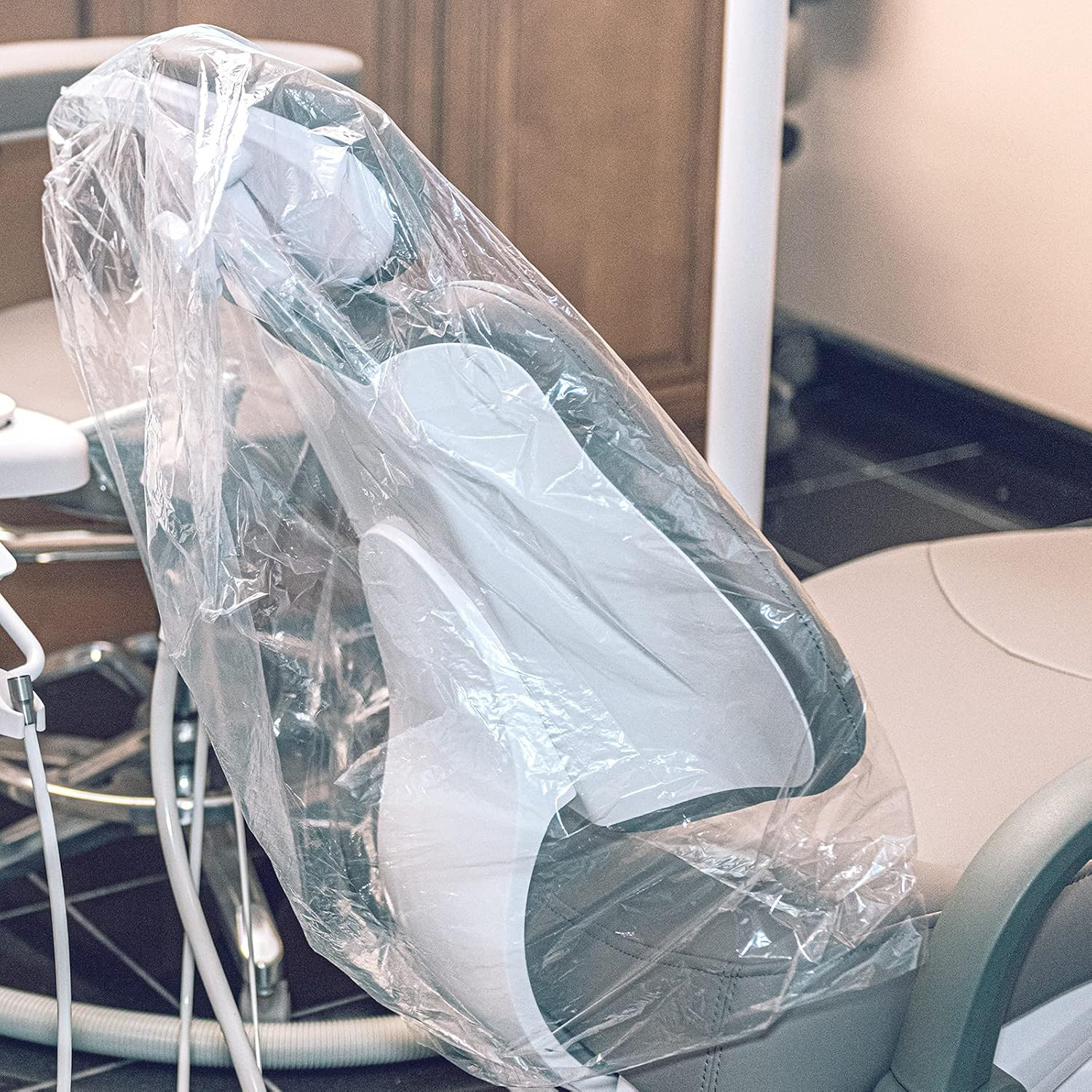 200Pcs Dental Half Chair Cover, 32″ x 32″ Disposable Clear Plastic Sleeve Protec
