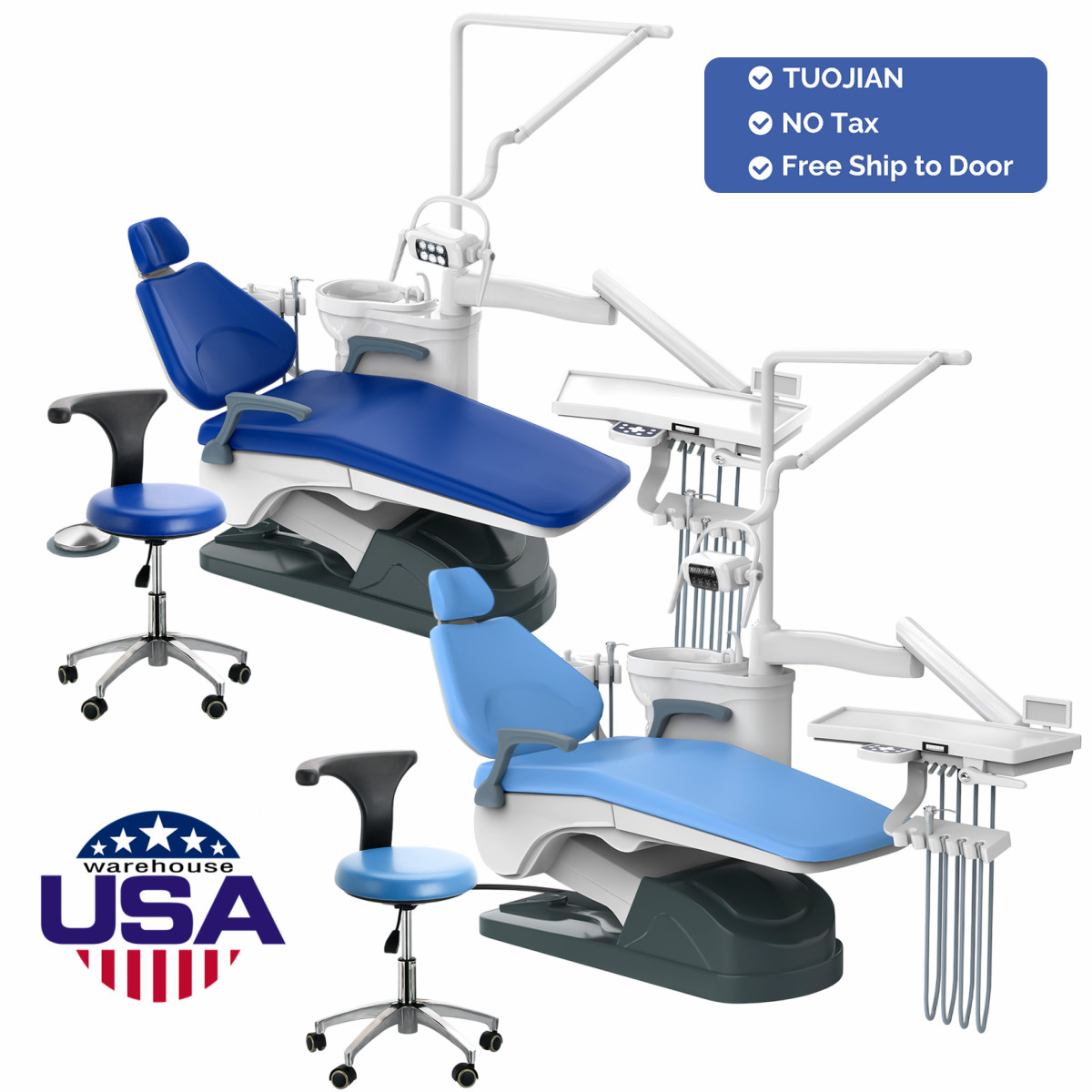 Dental Unit Chair Computer Controlled DC Motor PU Leather/22L Autoclave Steam