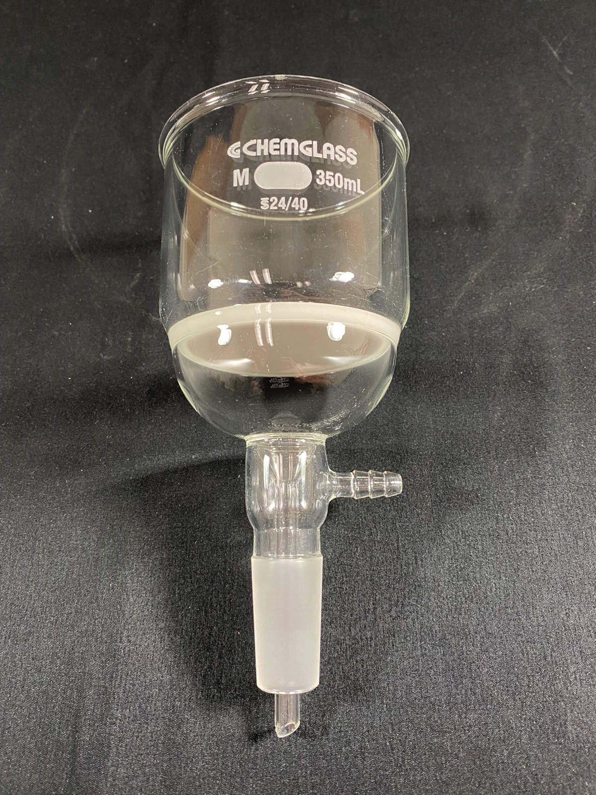 CHEMGLASS Glass 350mL 24/40 M Frit Buchner Filter Funnel CG-1406-25