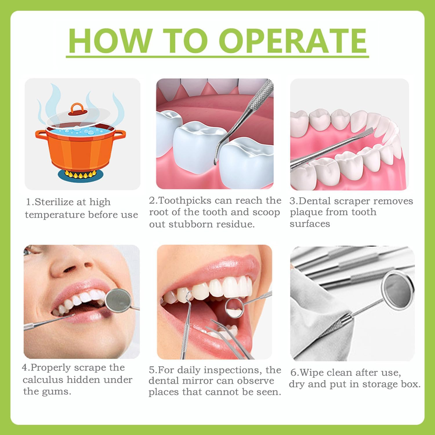 Dental Tools, Professional Teeth Cleaning Oral Care Hygiene Kit, Stainless Steel