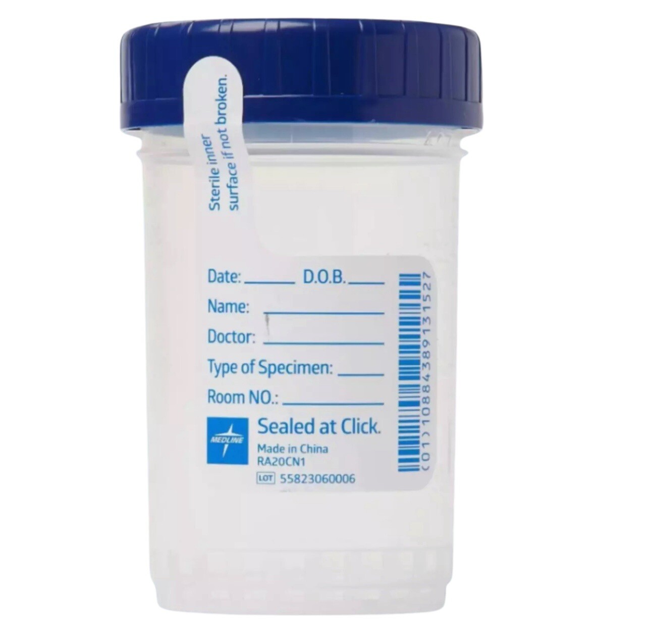 7-4 Oz. Sterile Urine Sample Cup, Click-N-Close Lid, Specimen Container w/ ID