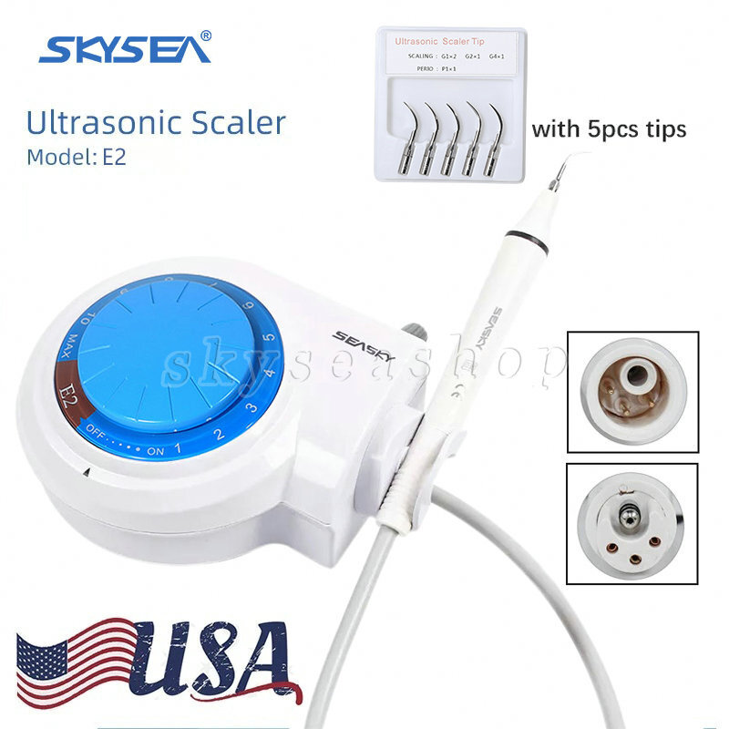 Dental Ultrasonic Piezo Scaler Handpiece 5*Scaling Tips fit Cavitron EMS FDA E2+