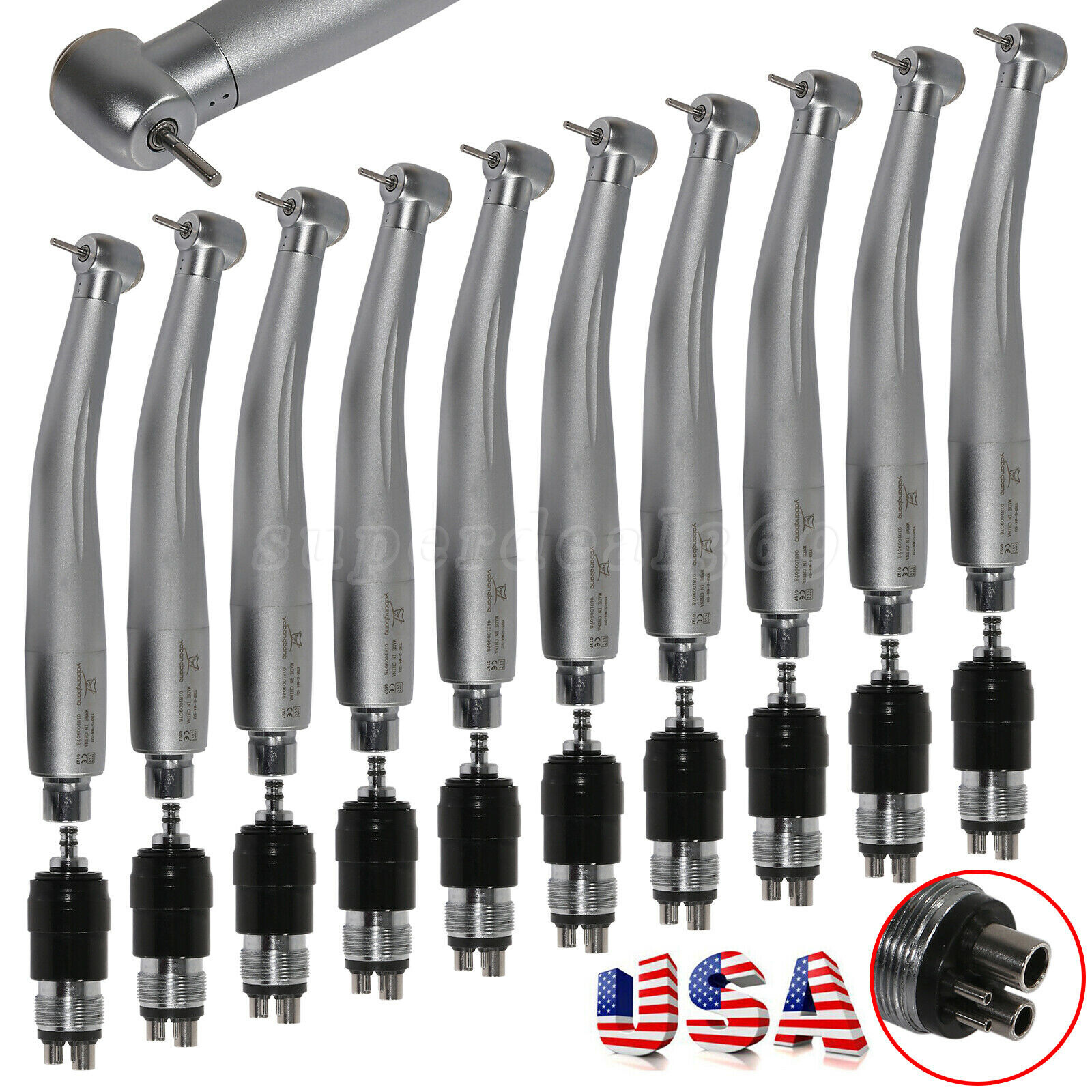 10* NSK STYLE Dental High Speed Turbine Handpiece w/ 4 Hole Quick Coupler YBNK4