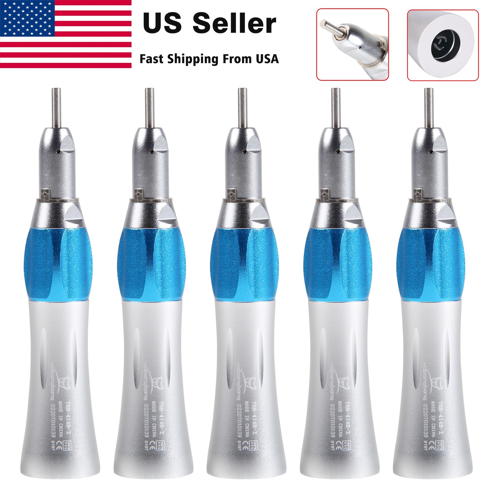 5x Dental Low Speed Straight Nosecone Handpiece 1:1 fit NSK E-type Motor Bc