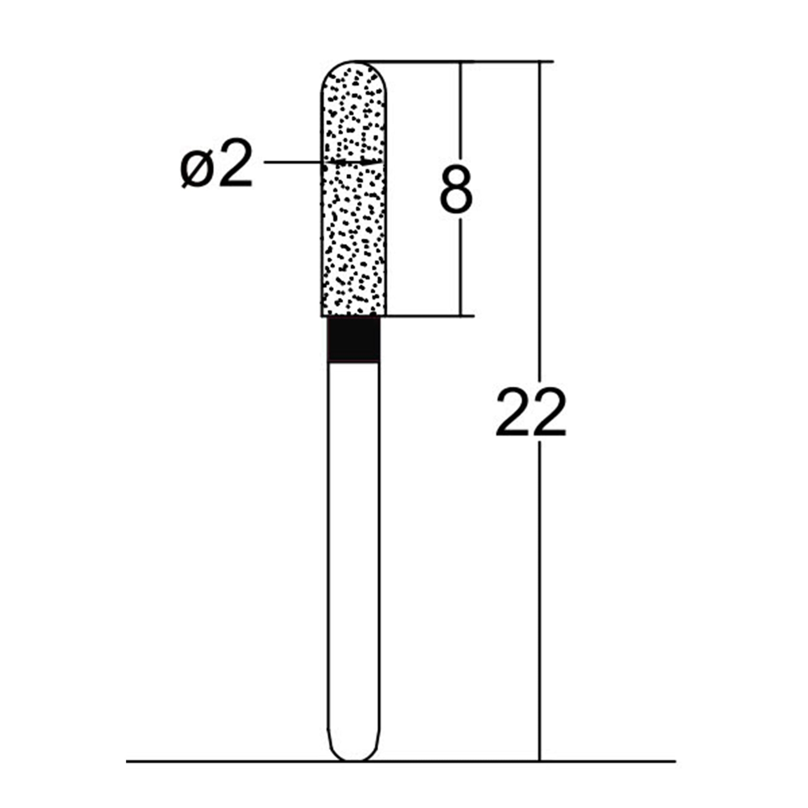 Cylindrical Hemispherical End 2mm Dia Xtra Coarse Diamond Bur 5/PK |1804-20EC1