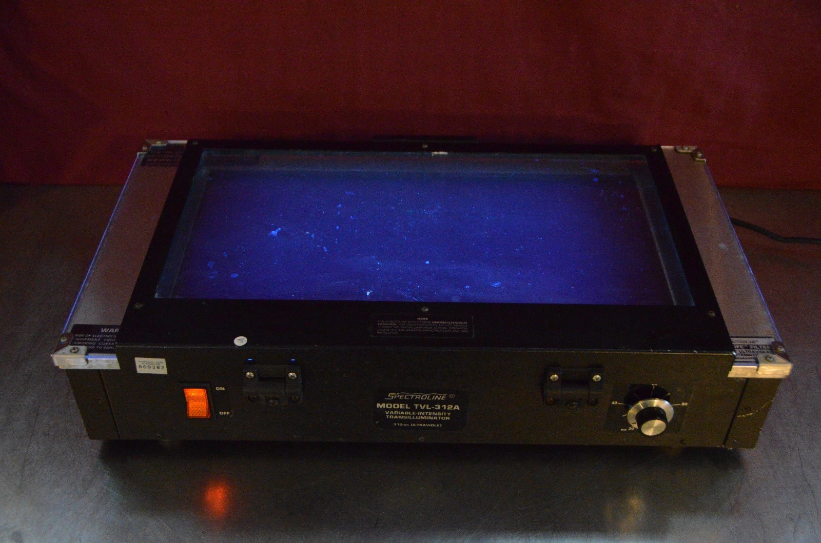 Spectroline TVL-312A Variable Intensity Transilluminator 312nm Ultraviolet 8×16″