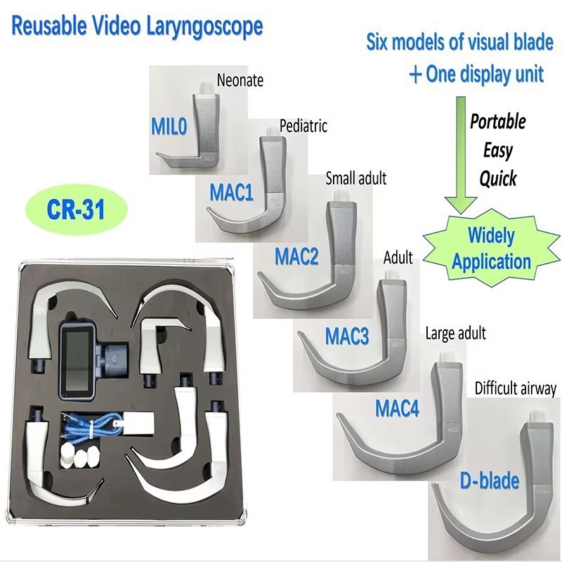 High Resolution 3.5 Inch Touch Screen Anesthesia Digital Video Laryngoscope.