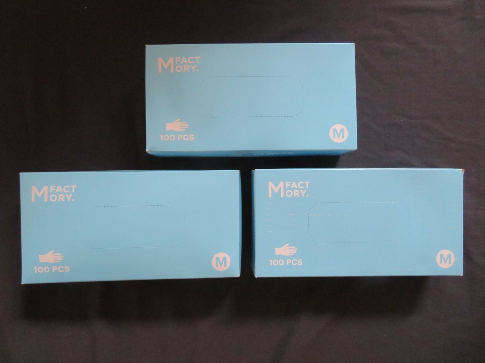 (3) MFactory Vinyl Disposable Gloves Powder Free Ambidextrous Medium 100 Per Box