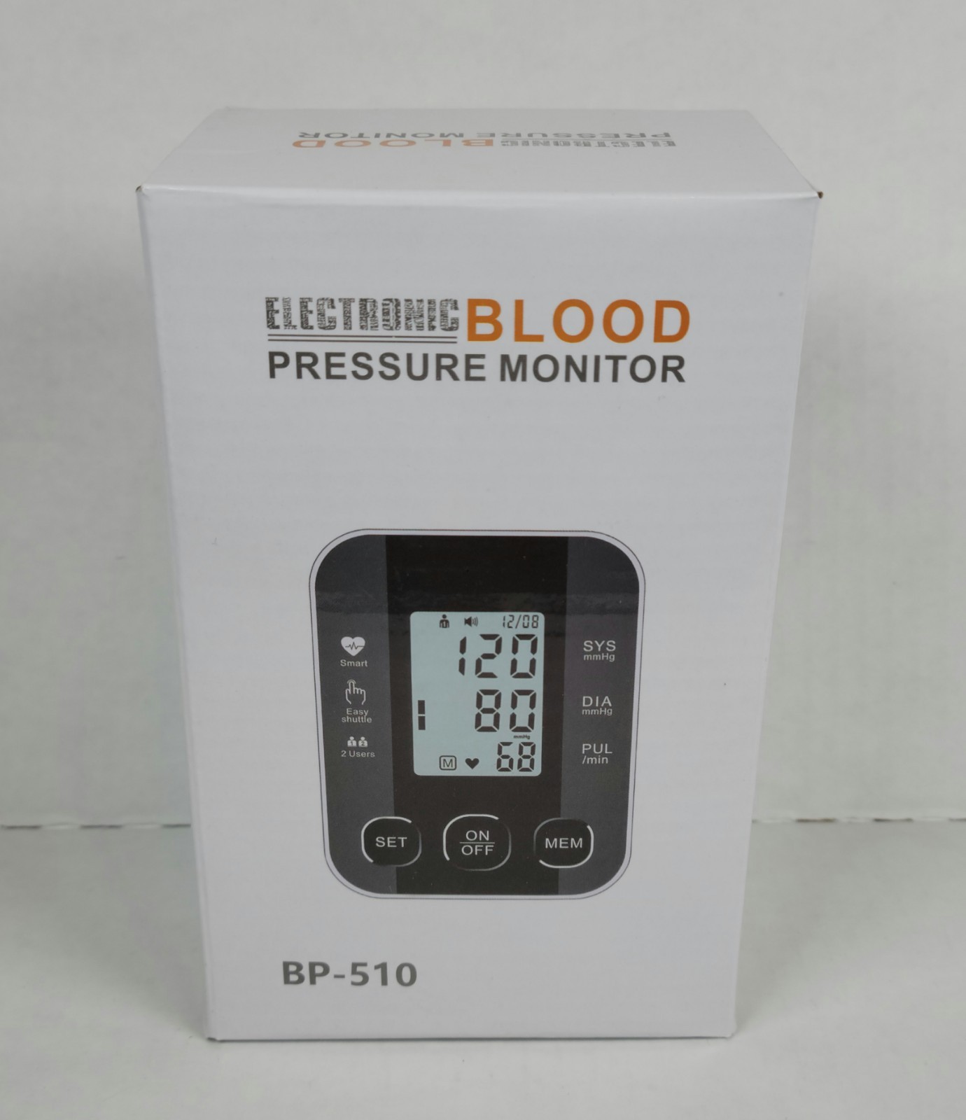 BP-510 Arm-Type Digital Automatic Blood Pressure Monitor, Adult Cuff, 2 Users