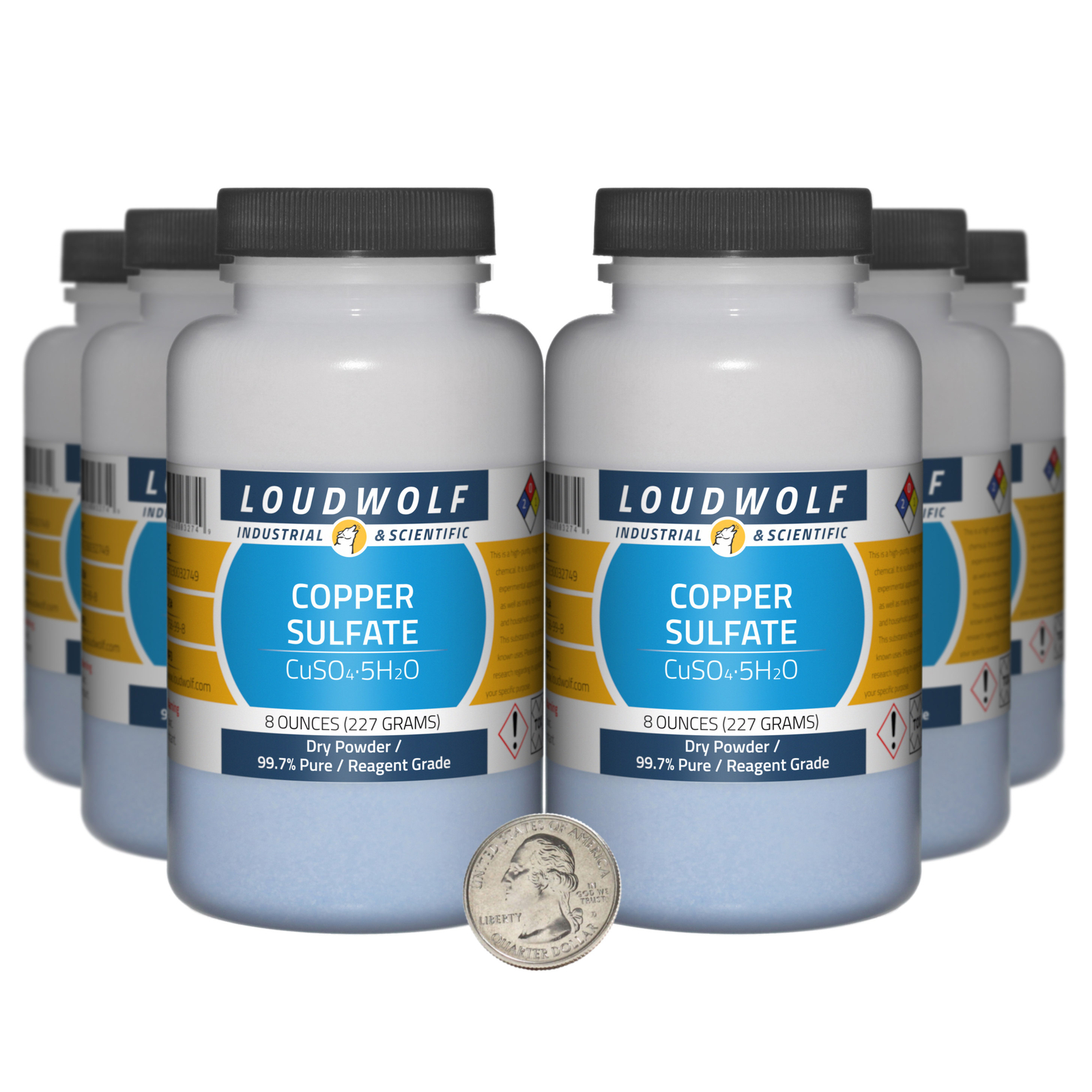 Copper Sulfate / 3 Pounds / 6 Bottles / 99.7% Pure Reagent Grade / Dry Powder