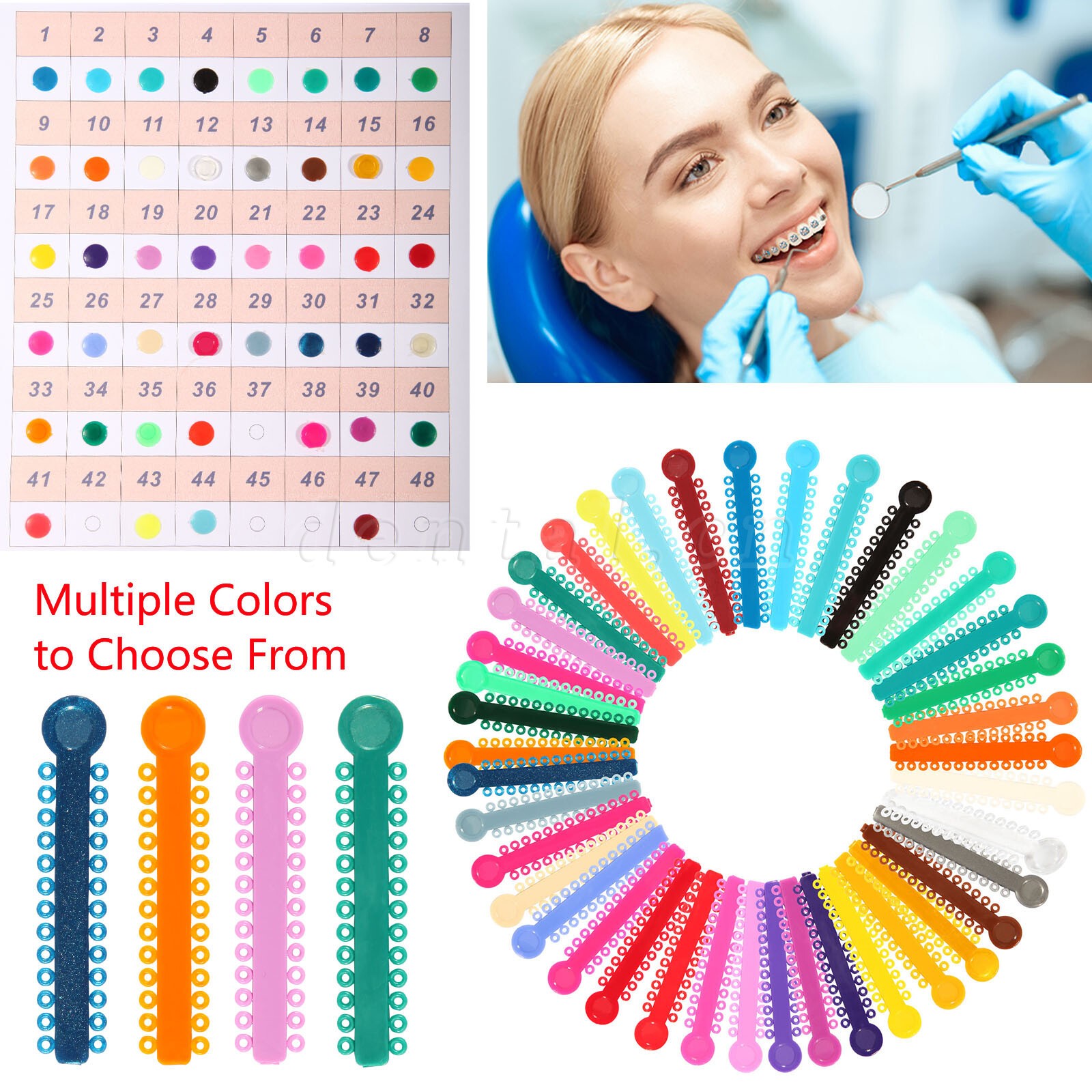 1040Pcs/Bag Ortho Brace Elastic Rubber Bands Ligatures Tie 40 Colors po