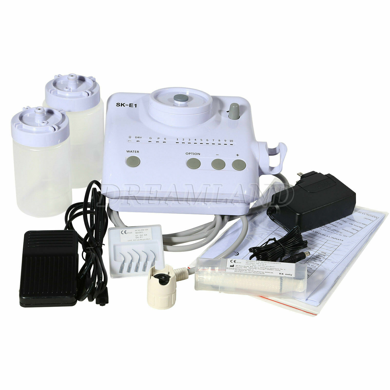 Dental Ultrasonic Piezo Scaler w/ 2 Water Bottles Handpiece FIT EMS Woodpecker