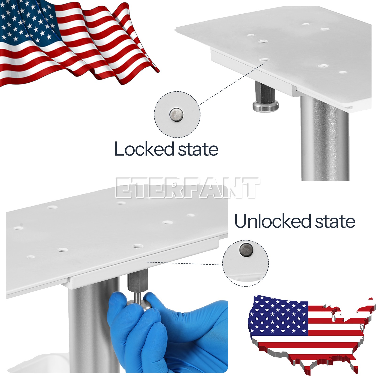 Adjustable Mobile Rolling Cart/Wall Mount Bracket Used for Patient Monitor US