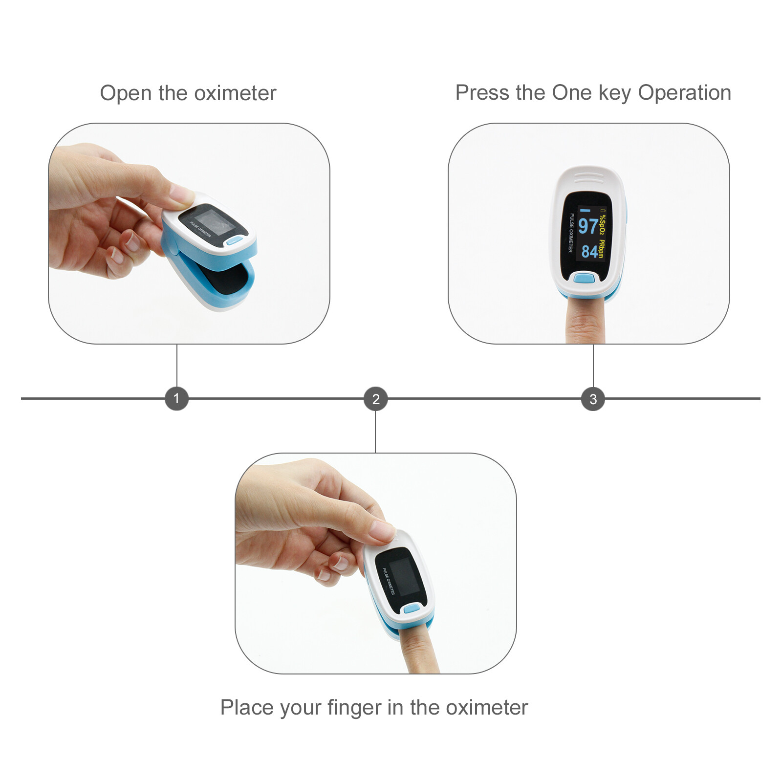 Finger Pulse Oximeter Blood Oxygen Saturation Heart Rate Measuring SpO2 Monitor