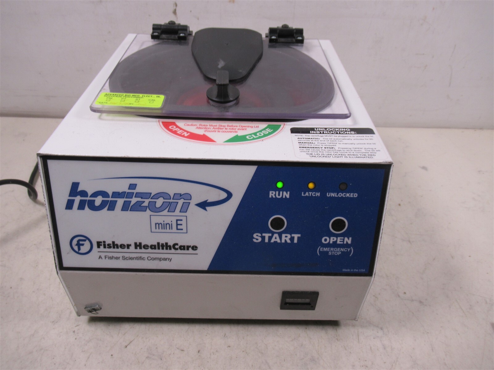 Drucker Fisher HealthCare Horizon MiniE 642E Fisher Heal Centrifuge with Rotor