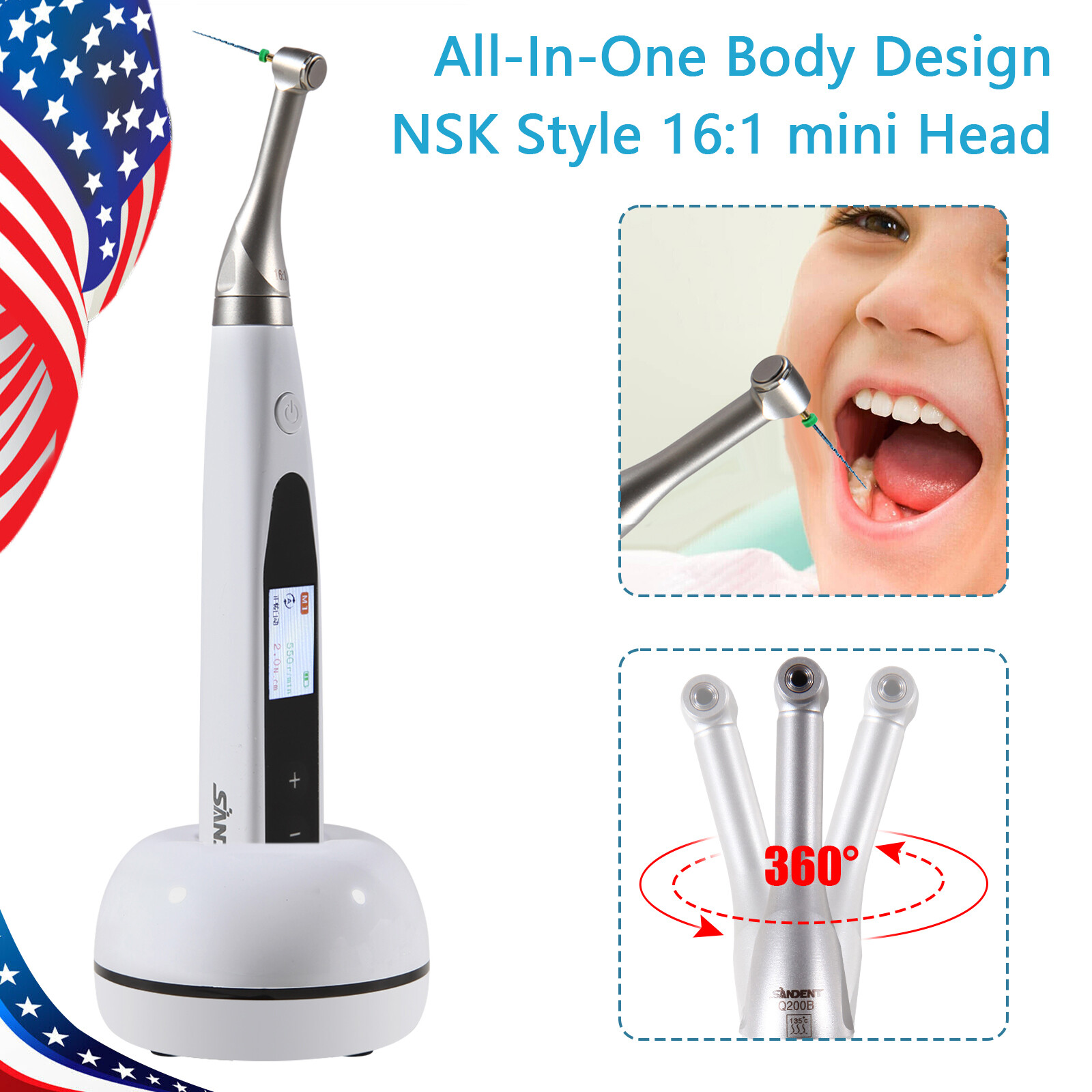 2 in 1 Wireless Dental Endo Motor Reciprocating with Built in Apex Locator LED