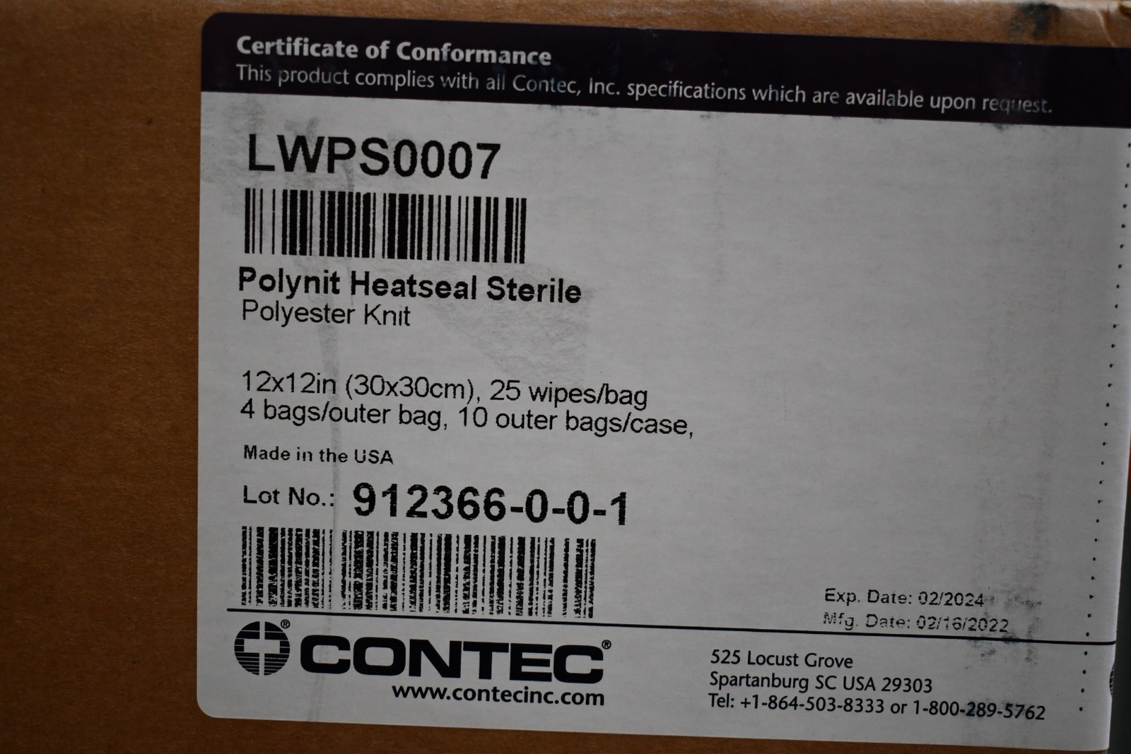 NEW Contec LWPS0007 Polynit Heatseal Sterile, Textured 100% Polyester No-Run Kni