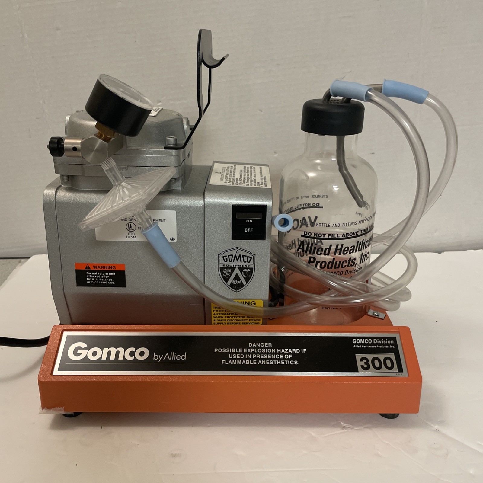 Allied Gomco Model 300 Aspirator Vacuum Pump w/ Bottle