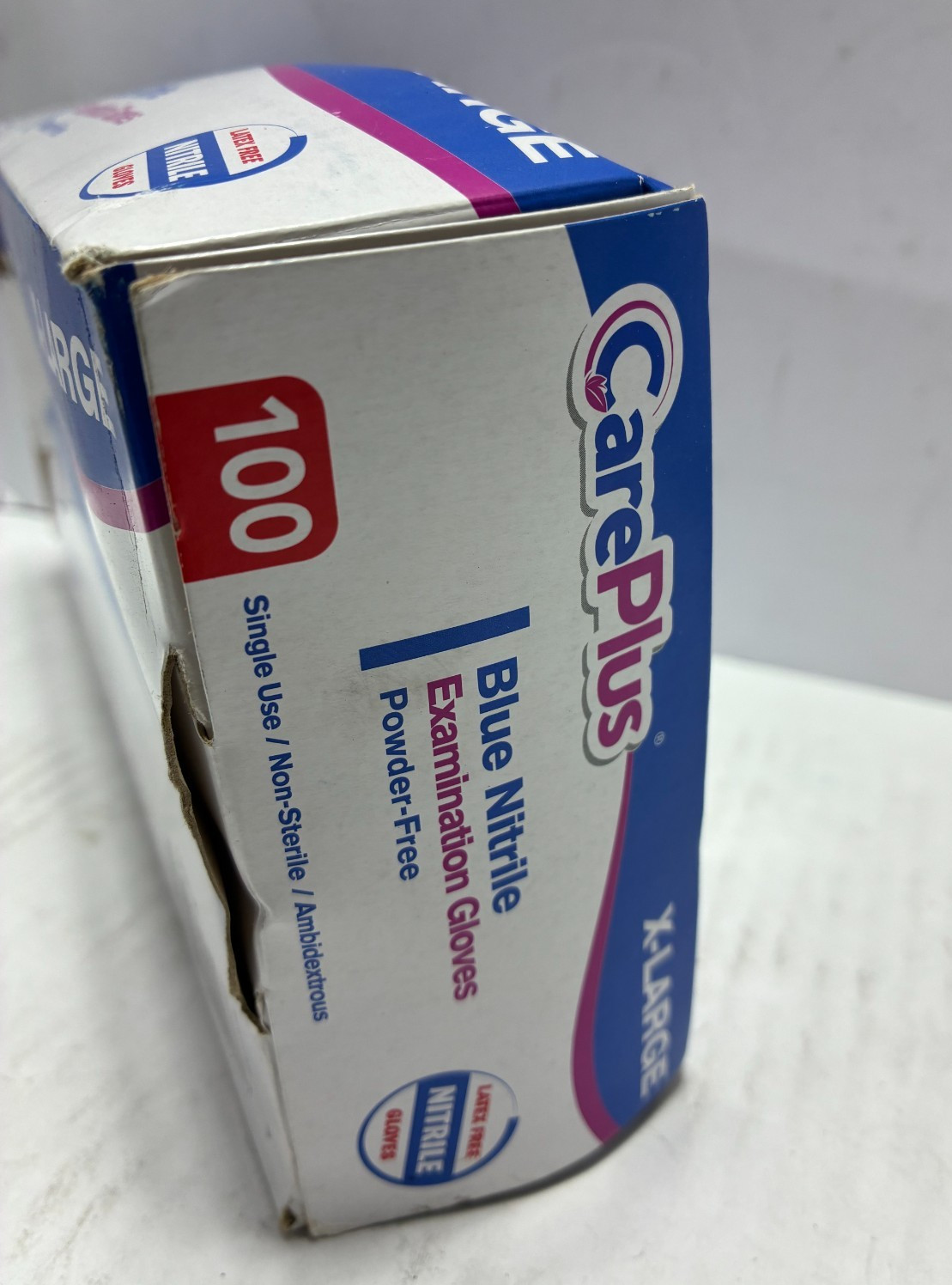 CarePlus Blue Nitrile Examination Gloves Powder Free X-Large 100 Pcs