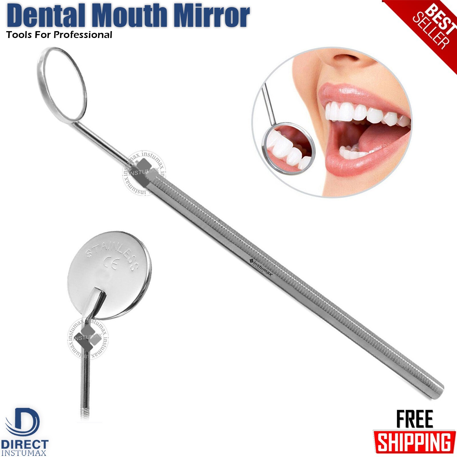 Dental Examination Kit Basic Hygiene Tweezer Mirror Probe Cleaning Tools 3PCS
