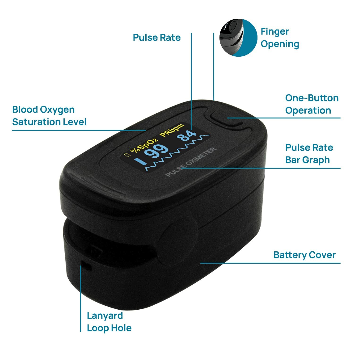 CMS50NA finger Pulse Oximeter spO2 Pulse Rate Blood Oxymeter Black color