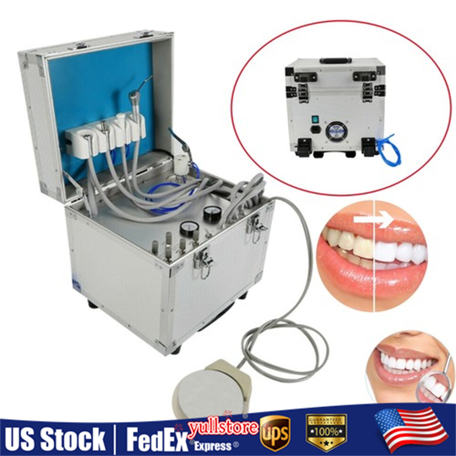 4 Holes Dental Mobile Delivery Unit Portable Rolling Box Air Compressor Suction