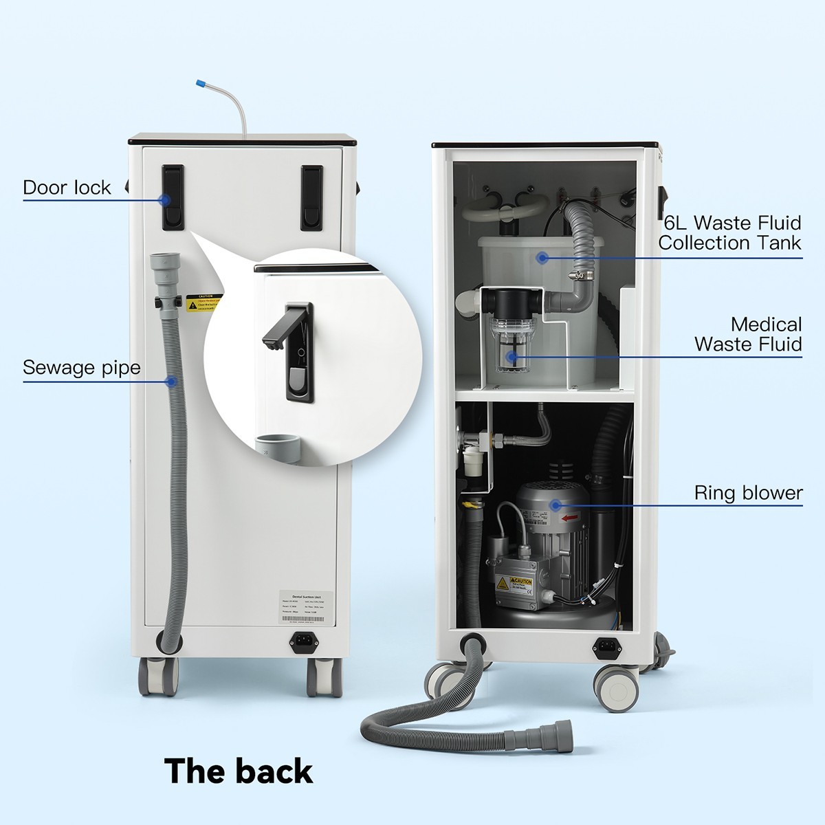 Portable Dental Suction System Mobile Vacuum Pump Machine Unit 350L/min