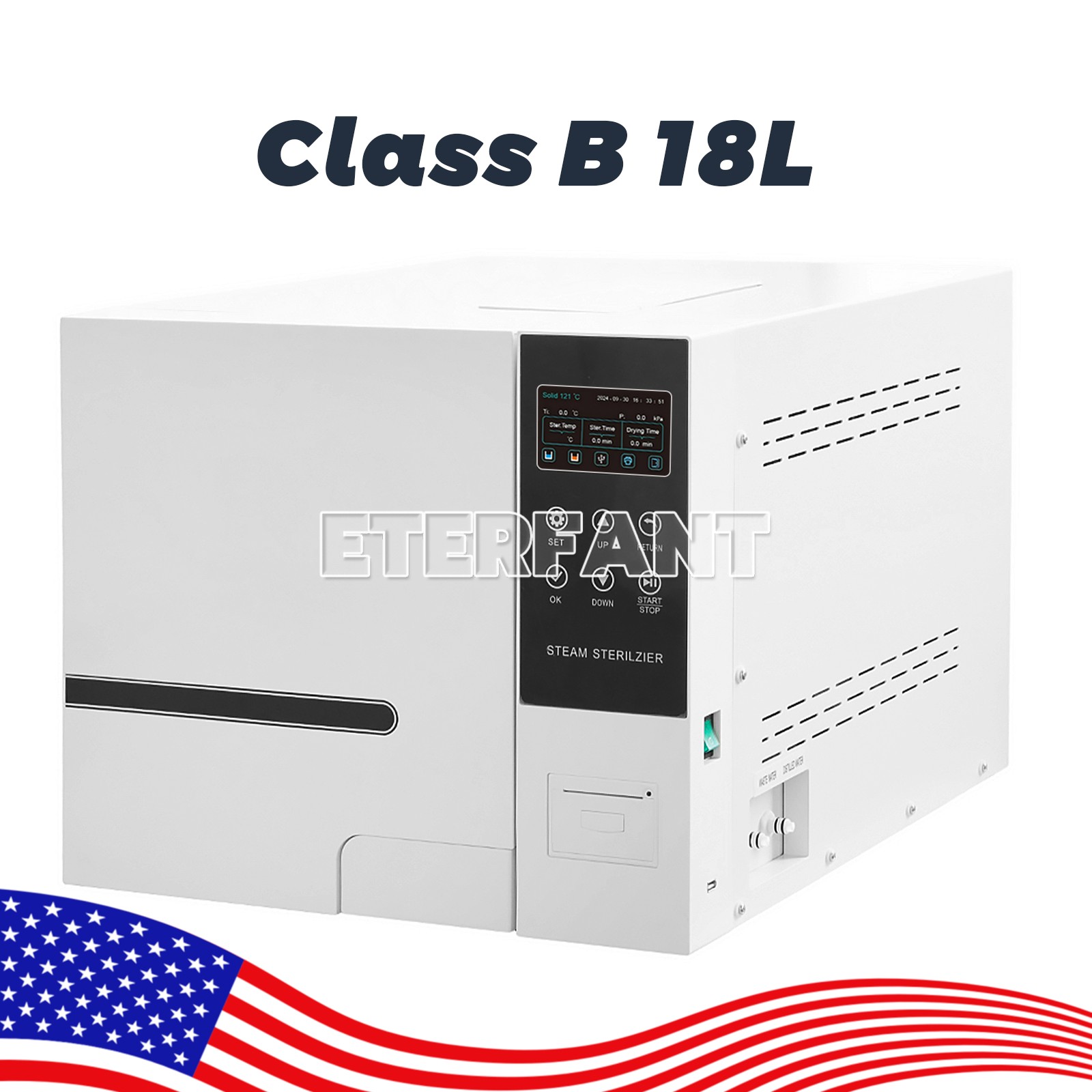 ETERFANT 18L Dental Steam Sterilizer/Medical ClassB Autoclave Sterilizer+Printer