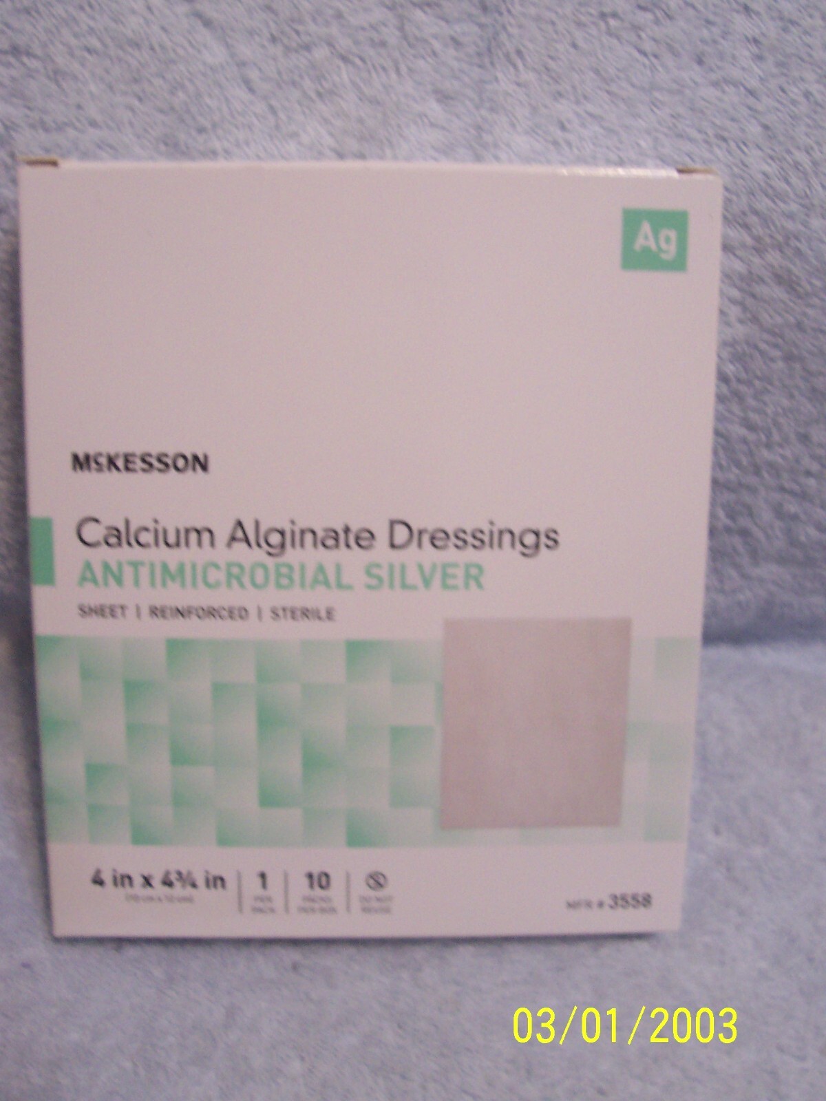6 Pieces McKeeson Calcium Alginate Dressings Antimicrobial Silver Exp 12/05/24