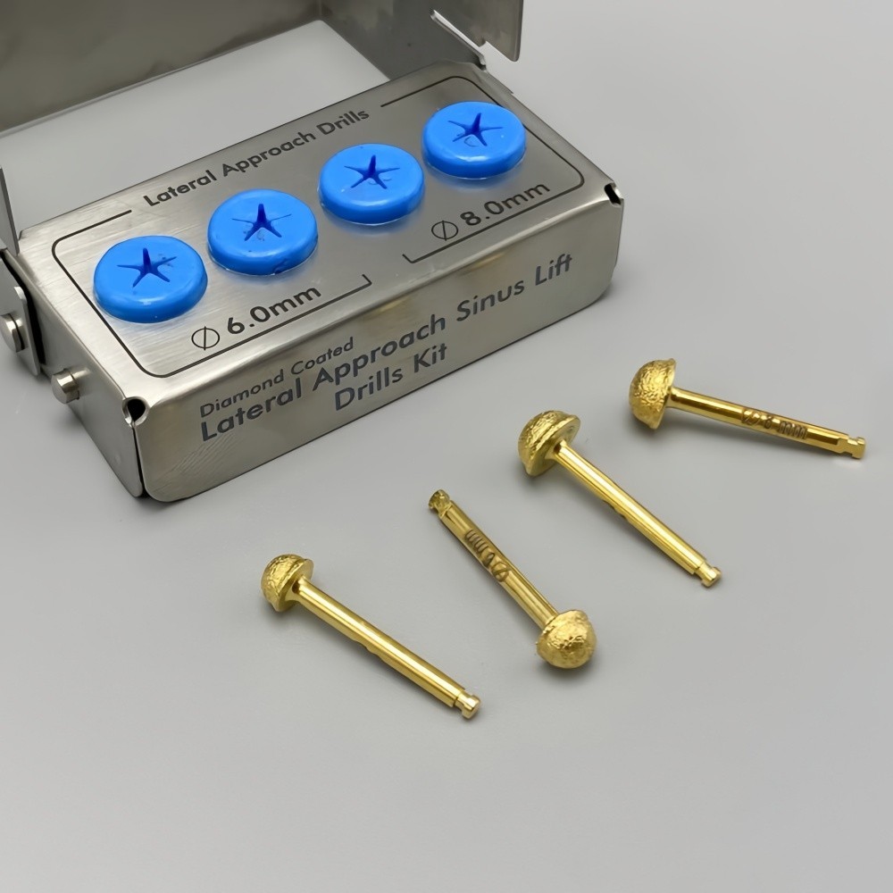 Dental Lateral Approach Drill Kit Sinus Lift Membrane Diamond Coated Burs