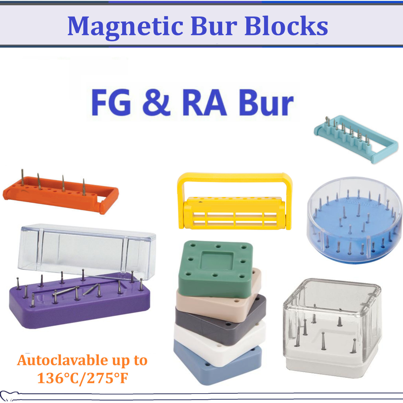 Dental Lab FG RA MAGNETIC Bur Block Bur Caddy Bur Gurad Station Holds 28 Burs