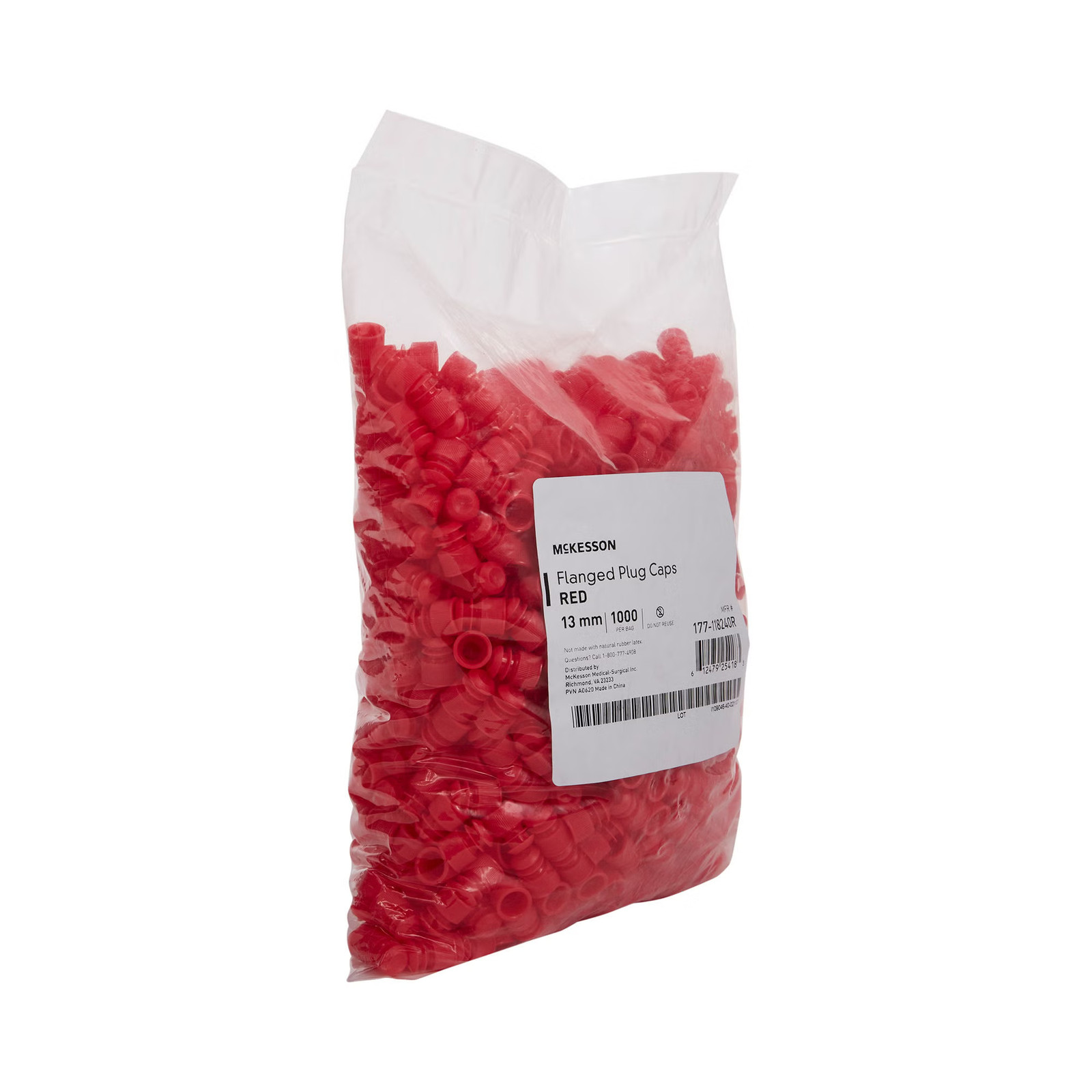 McKesson Tube Closure Flanged Plug Cap Red Polyethylene 177-118240R 1000 per Bag