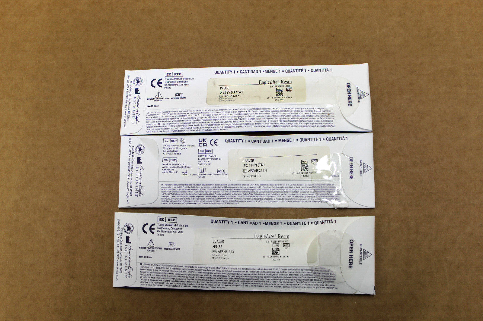 Lot of 3 American Eagle Dental Instruments Probe/Carver/Scaler